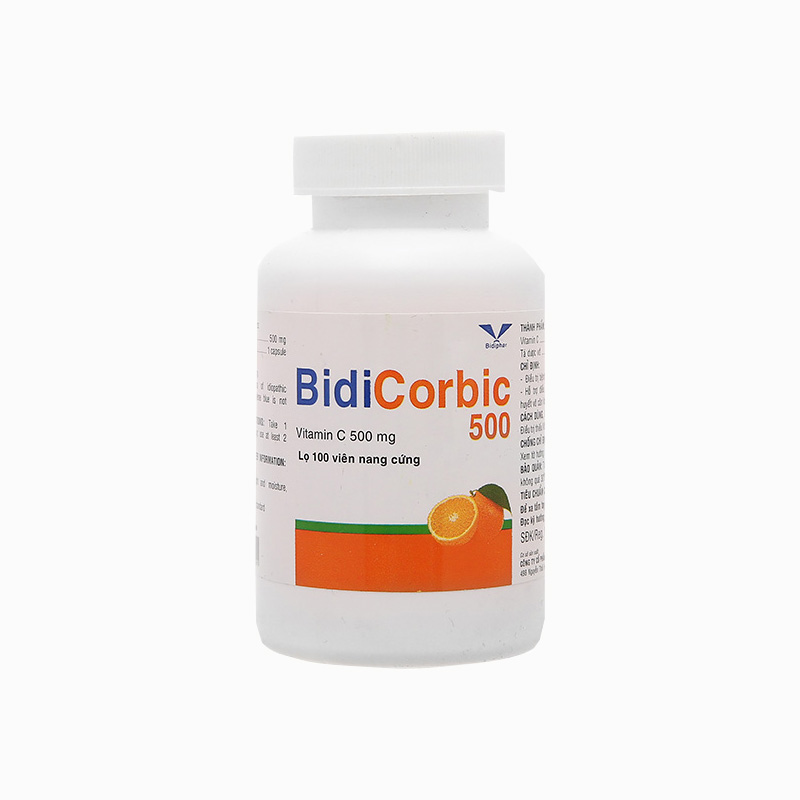 Thuốc bổ sung vitamin C BidiCorbic 500 | Chai 100 viên