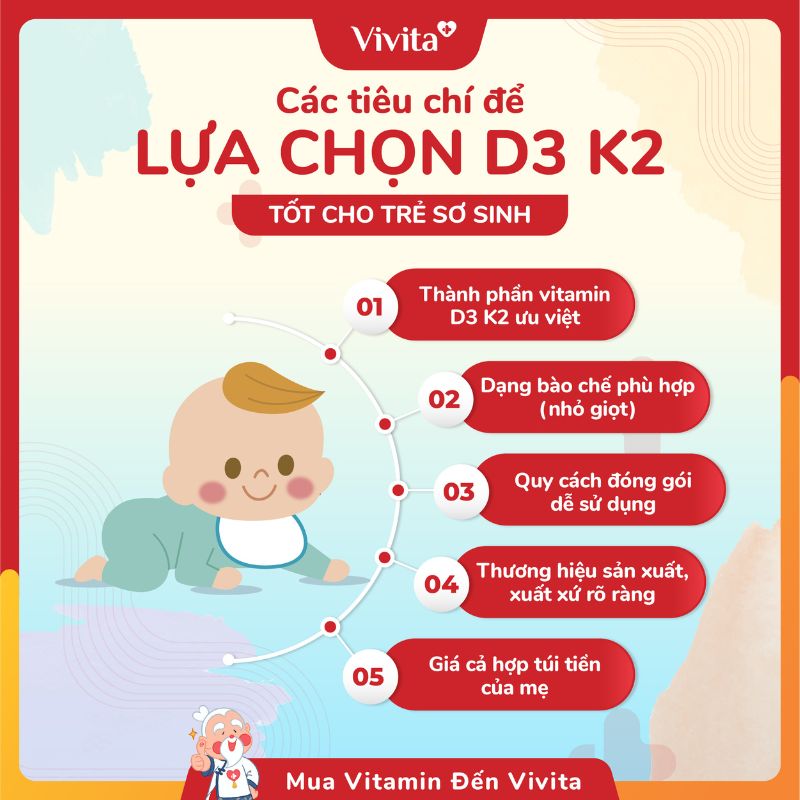 Tiêu Chí lựa chọn vitamin D2k2 cho trẻ nhỏ