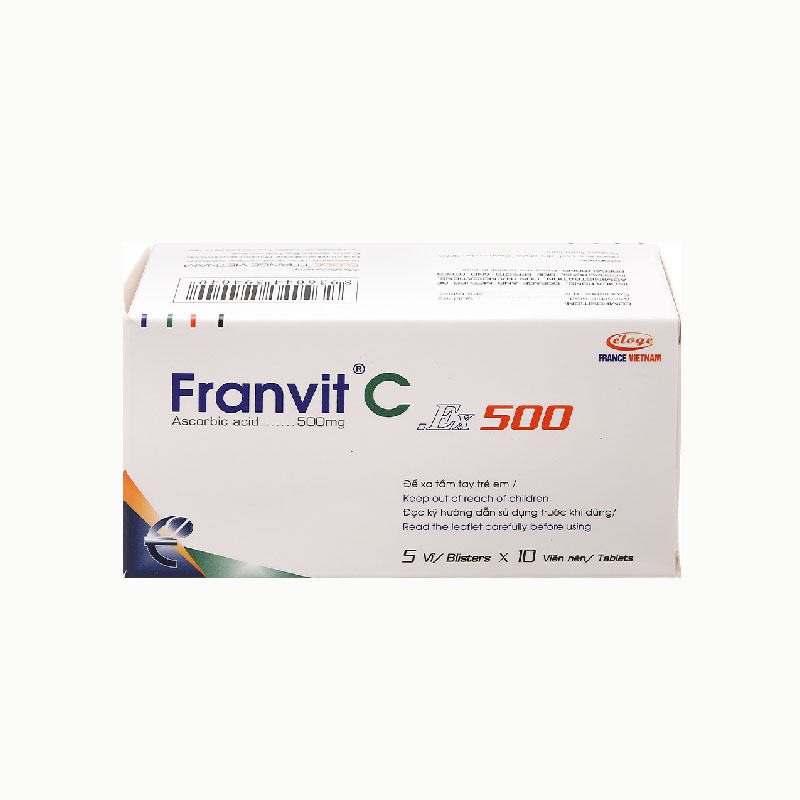 Thuốc bổ sung vitamin C, tăng đề kháng Franvit C.Ex 500 | Hộp 50 viên