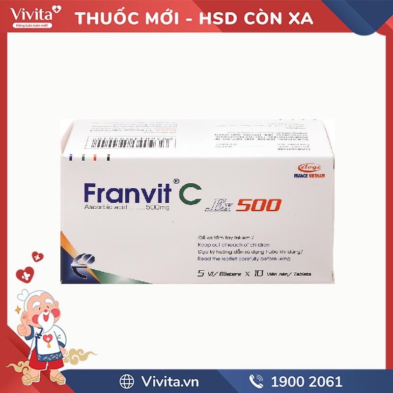 Thuốc bổ sung vitamin C, tăng đề kháng Franvit C.Ex 500 | Hộp 50 viên