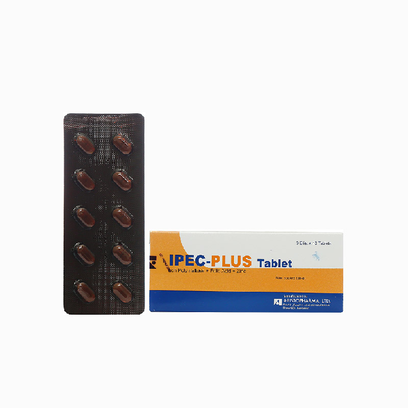 Thuốc trị thiếu sắt, axit folic và kẽm Ipec-plus Tablet | Hộp 30 viên