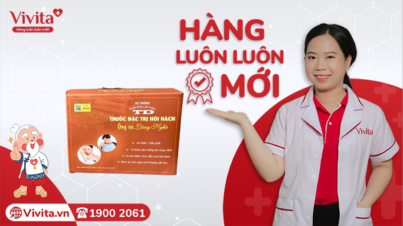 Hệ thống nhà thuốc Vivita tại số tại số 58 Trần Quý Cáp, phường 11, quận Bình Thạnh, TP.HCM hiện nay đang phân phối đặc trị hôi nách Ông Cụ Làng Nghè chính hãng