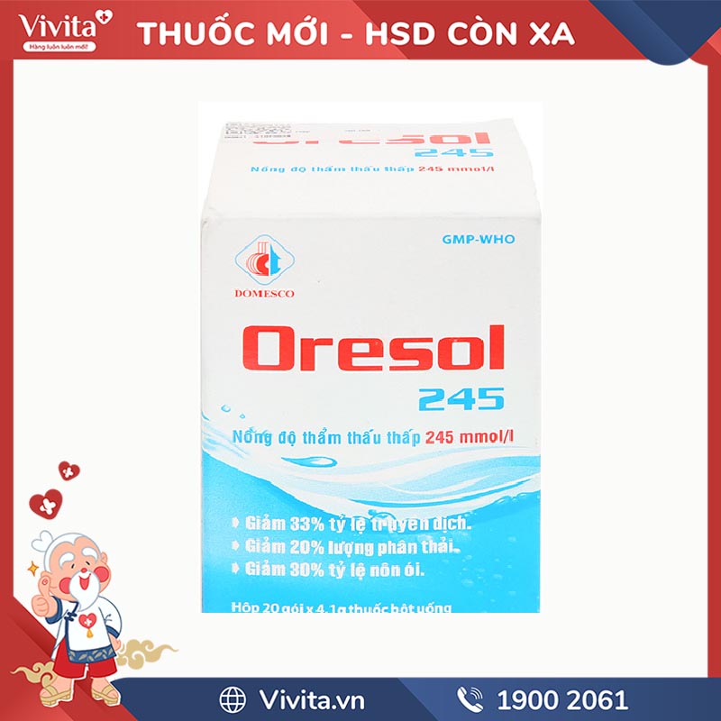 Thuốc bổ sung nước và muối khoáng cho cơ thể Oresol 245 DMC | Hộp 20 gói