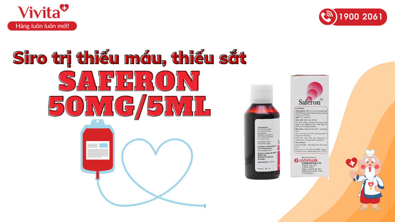 Siro trị thiếu máu, thiếu sắt Saferon 50mg/5ml