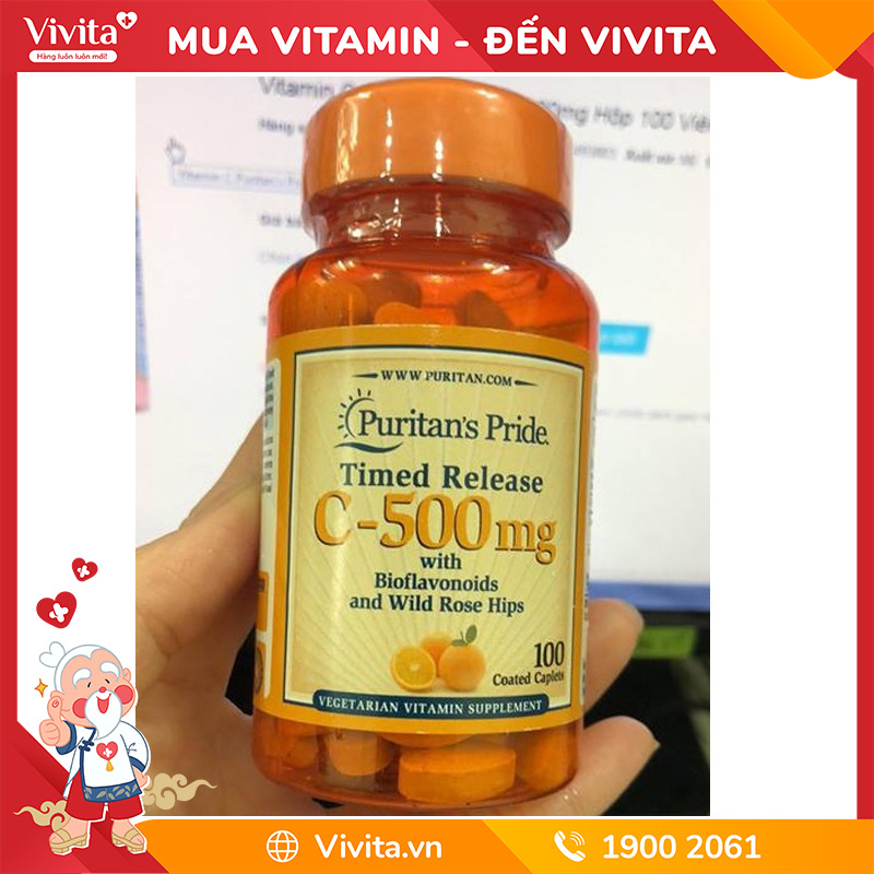 Viên Uống Bổ Sung Vitamin C 500mg Puritan's Pride (Hộp 100 Viên)