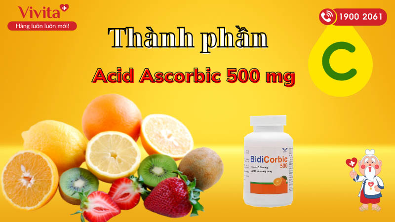 Thành phần của thuốc bổ sung vitamin C BidiCorbic 500