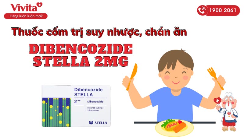 Thuốc cốm trị suy nhược, chán ăn Dibencozide Stella 2mg
