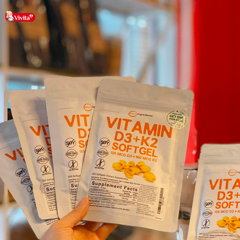 Vitamin D3 K2 cho người lớn Micro Ingredients là sản phẩm của thương hiệu Micro Ingredients, nhập khẩu chính ngạch từ Hoa Kỳ