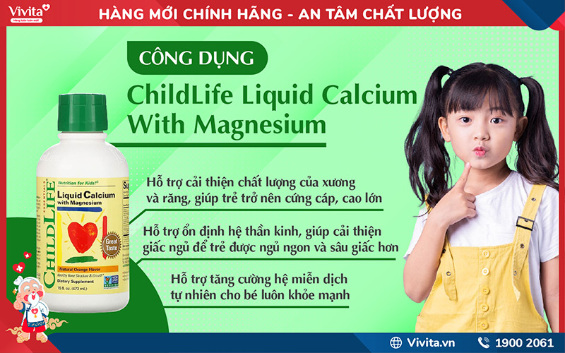 công dụng ChildLife Liquid Calcium With Magnesium