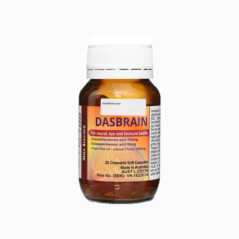 Thuốc bổ não, mắt sáng khỏe, tăng miễn dịch Dasbrain | Chai 30 viên