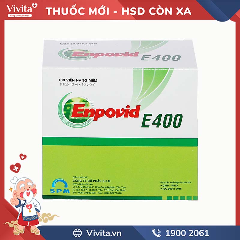 Thuốc bổ sung vitamin E, ngừa lão hóa Enpovid E400 | Hộp 100 viên