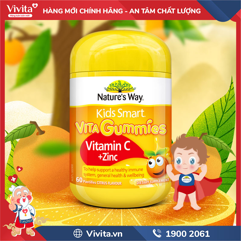 giới thiệu nature's way kids smart vita gummies vitamin c + zinc