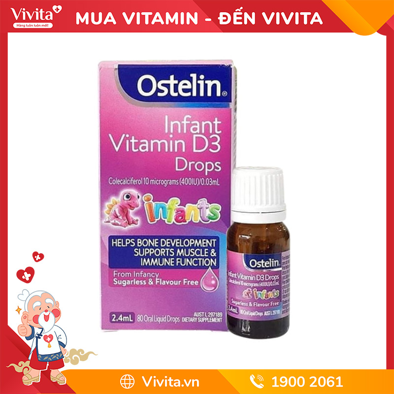 Ostelin Infant Vitamin D3 Drops Bổ Sung Vitamin D Cho Sự Phát Triển Của Trẻ Nhỏ (Lọ 2.4ml)