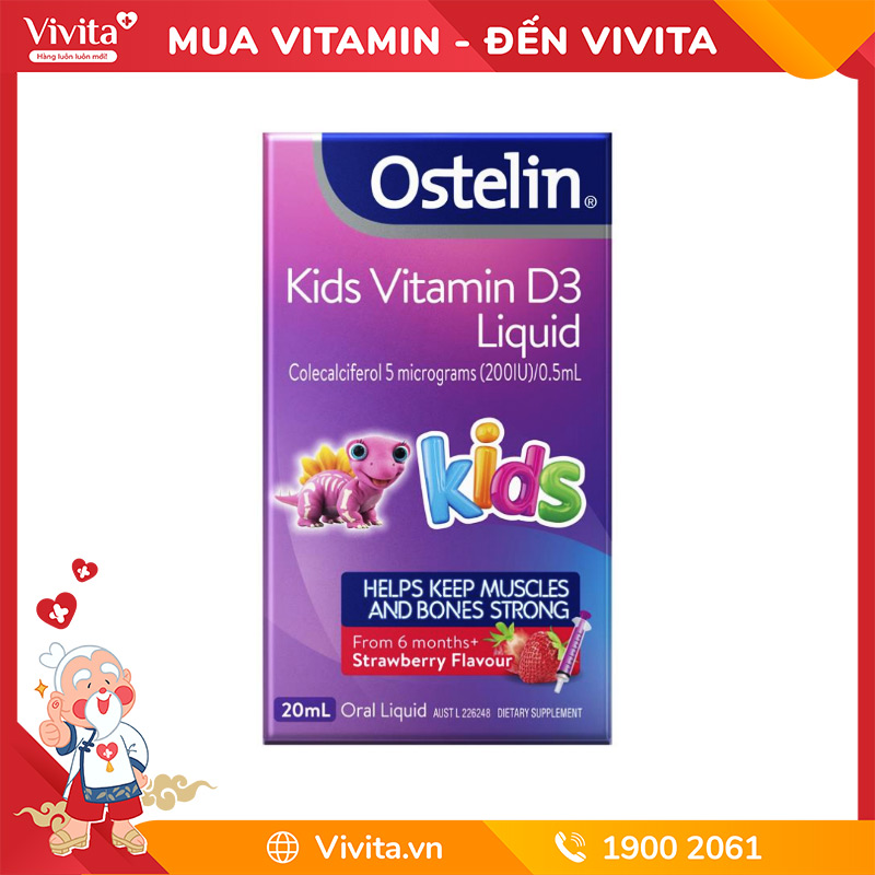 Ostelin Vitamin D Liquid Kid Bổ Sung Vitamin D Dạng Nước Cho Bé Từ 6 Tháng Tuổi (Lọ 20ml)
