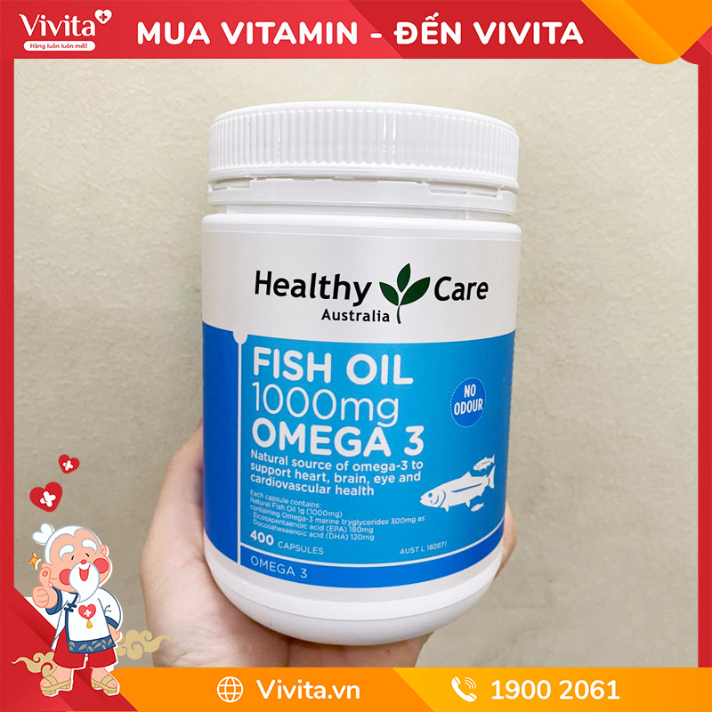 Viên Uống Dầu Cá Healthy Care Fish Oil 1000mg Omega 3 (Hộp 400 Viên)