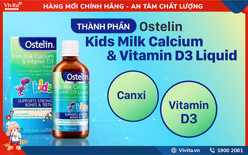thành phần Ostelin Kids Milk Calcium & Vitamin D3 Liquid