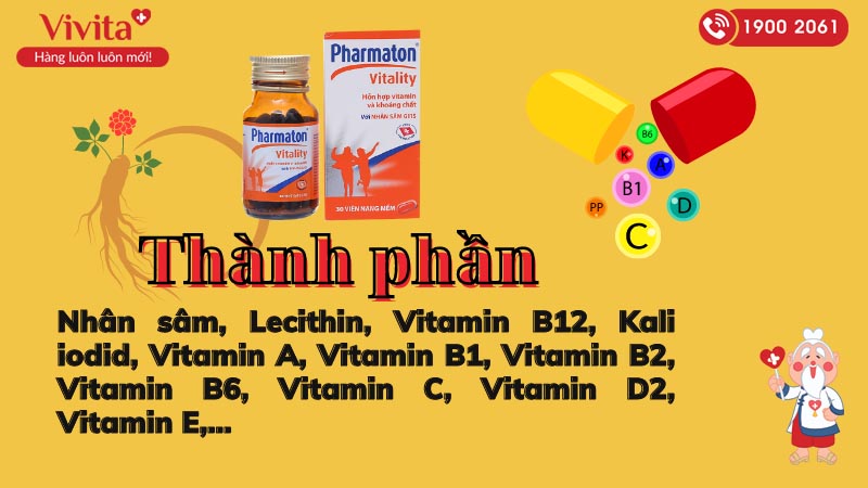 Thành phần của thuốc bổ sung vitamin và khoáng chất Pharmaton Vitality