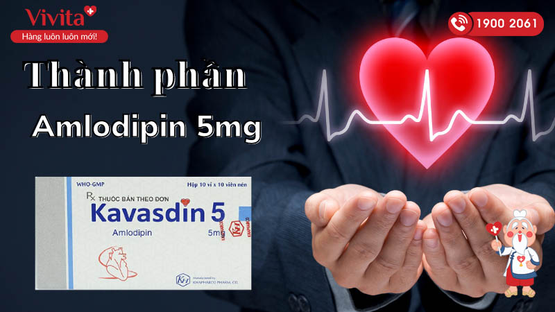 Thành phần của thuốc trị tăng huyết áp, đau thắt ngực Kavasdin 5