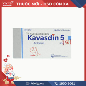 Thuốc trị tăng huyết áp, đau thắt ngực Kavasdin 5