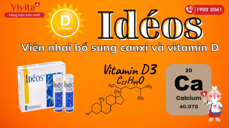 Viên nhai bổ sung canxi và vitamin D Idéos