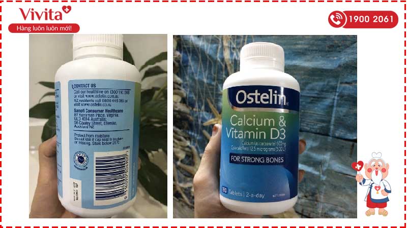 Ostelin Vitamin D3 & Calcium cho người lớn bàu bầu và mẹ cho con bú