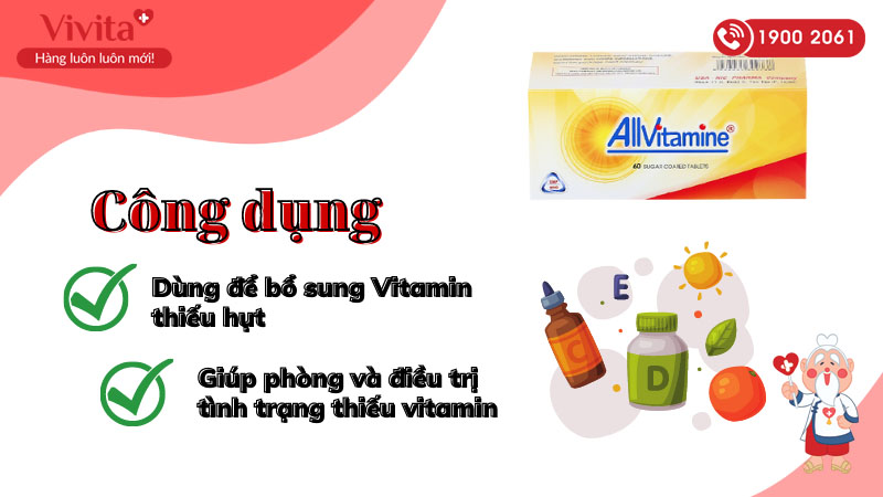 Công dụng (Chỉ định) của thuốc bổ sung vitamin Allvitamine