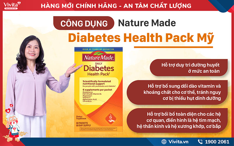 công dụng nature made diabetes health pack