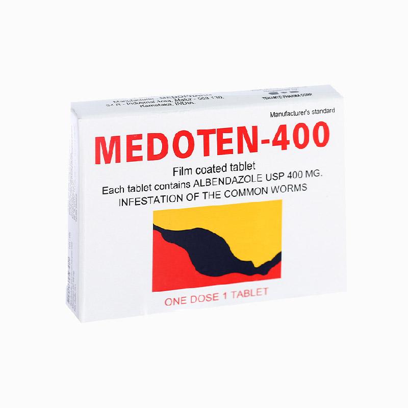 Viên nhai trị giun sán Medoten-400 | Hộp 1 viên