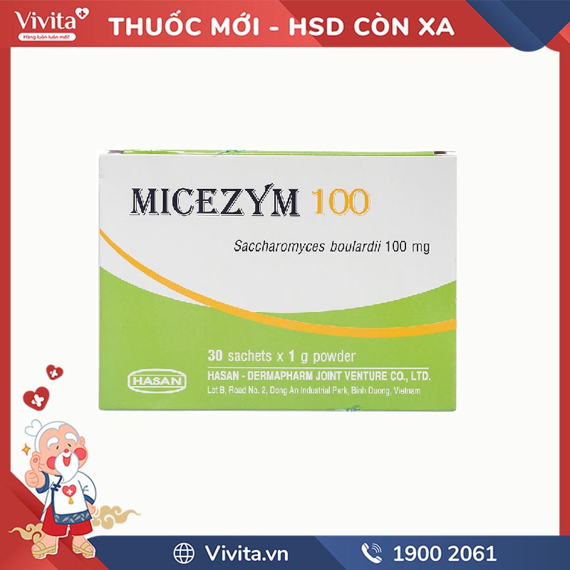 Thuốc bột bổ sung vi sinh, hỗ trợ trị tiêu chảy Micezym 100 | Hộp 30 gói