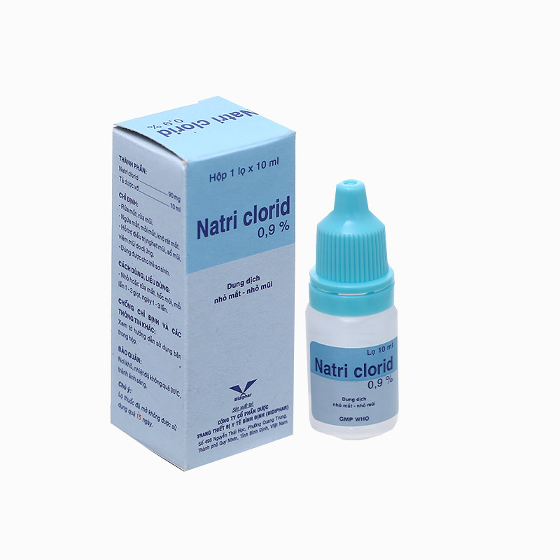 Dung dịch nhỏ mắt Natri Clorid Bidiphar 0.9% | Chai 10ml
