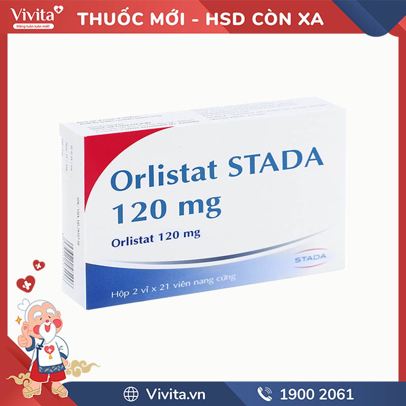 Thuốc hỗ trợ trị béo phì Orlistat Stada 120mg | Hộp 42 viên