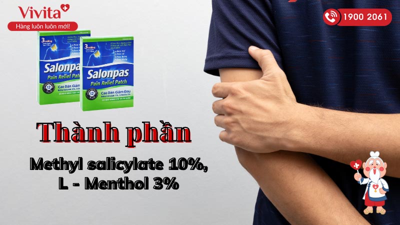 Thành phần cao dán giảm đau, kháng viêm Salonpas Pain Relief Patch
