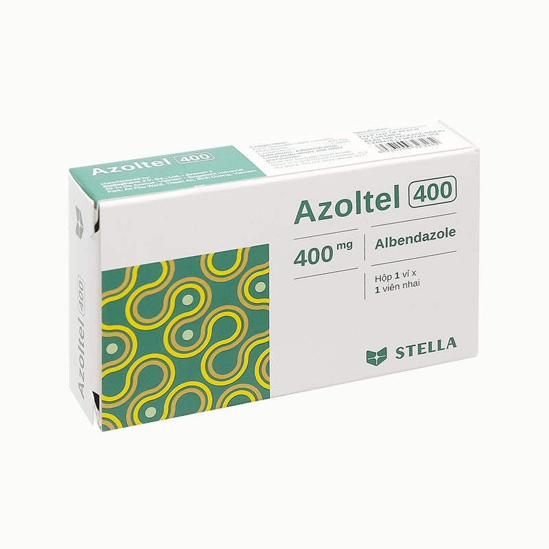 Viên nhai trị giun sán Azoltel 400 | Hộp 1 viên
