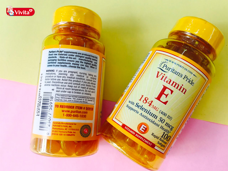 Viên uống bổ sung Vitamin E 450mg Puritan's Pride bổ sung 450mg vitamin E tổng hợp cho cơ thể. Hỗ trợ làm đẹp da, mượt tóc, cải thiện các dấu hiệu tuổi tác, sản phẩm đặc biệt phù hợp với chị em đang có ý định sinh con