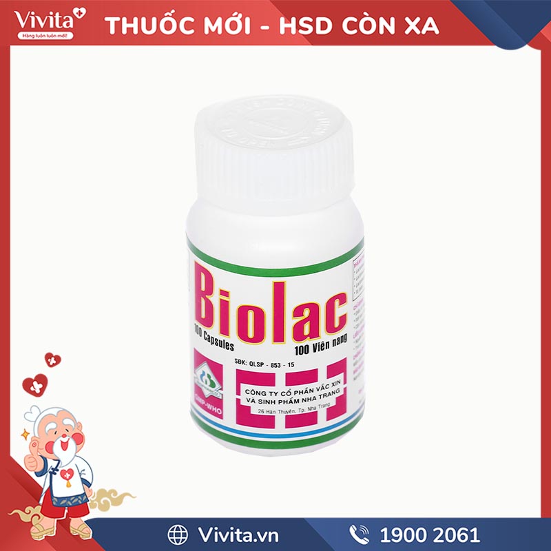 Thuốc bổ sung vi sinh, hỗ trợ trị rối loạn tiêu hóa Biolac | Chai 100 viên