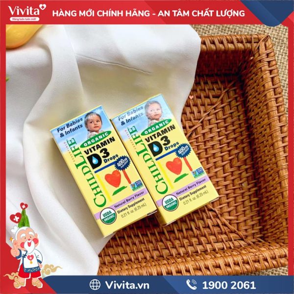 ChildLife Organic Vitamin D3 Drops lọ 10ml giúp xương chắc khỏe