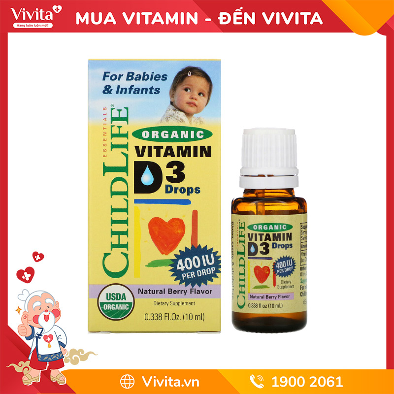 Siro Bổ Sung Vitamin D3 Hữu Cơ ChildLife Organic Vitamin D3 Drops (Lọ 10ml)