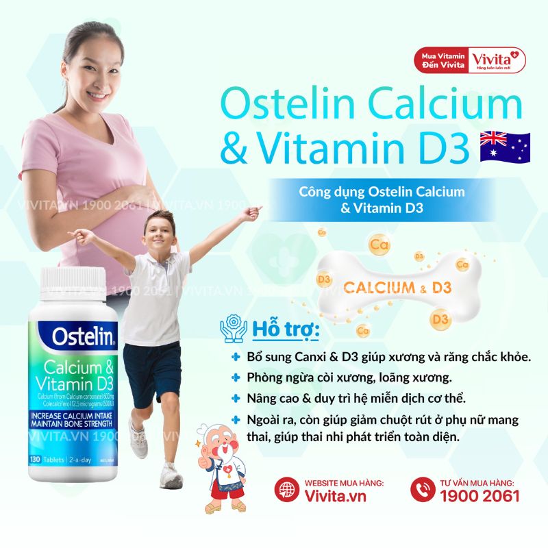 công dụng ostelin calcium & vitamin d3 của úc