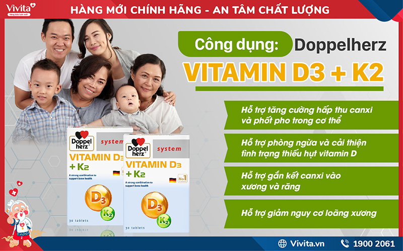 công dụng vitamin d3+k2 doppelherz