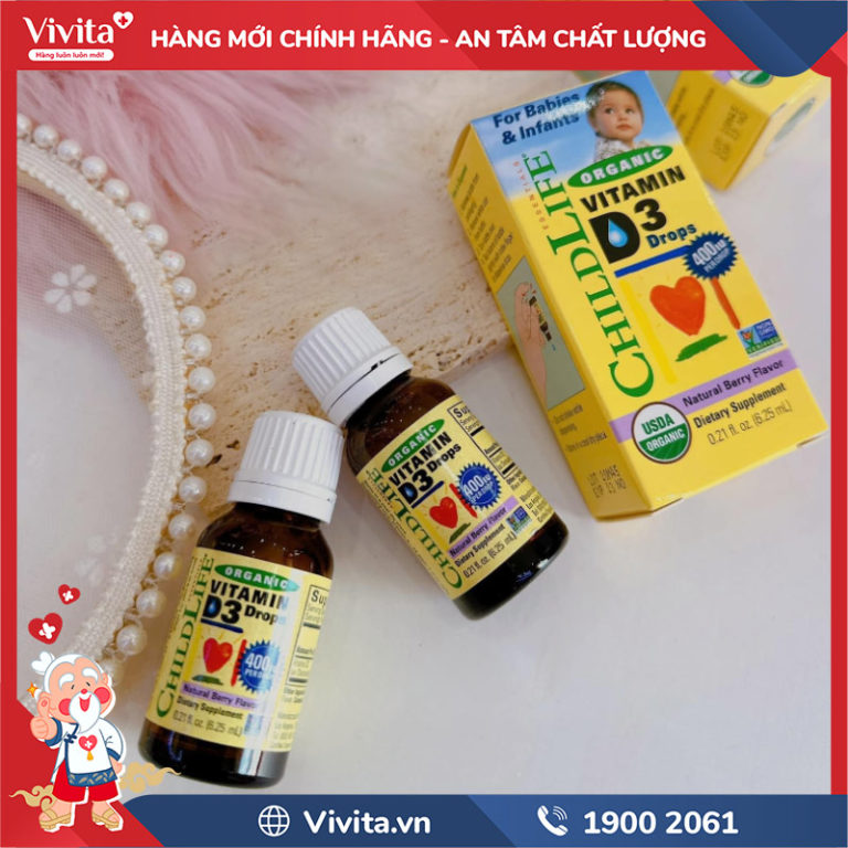 ChildLife Organic Vitamin D3 Drops lọ 10ml giúp xương chắc khỏe