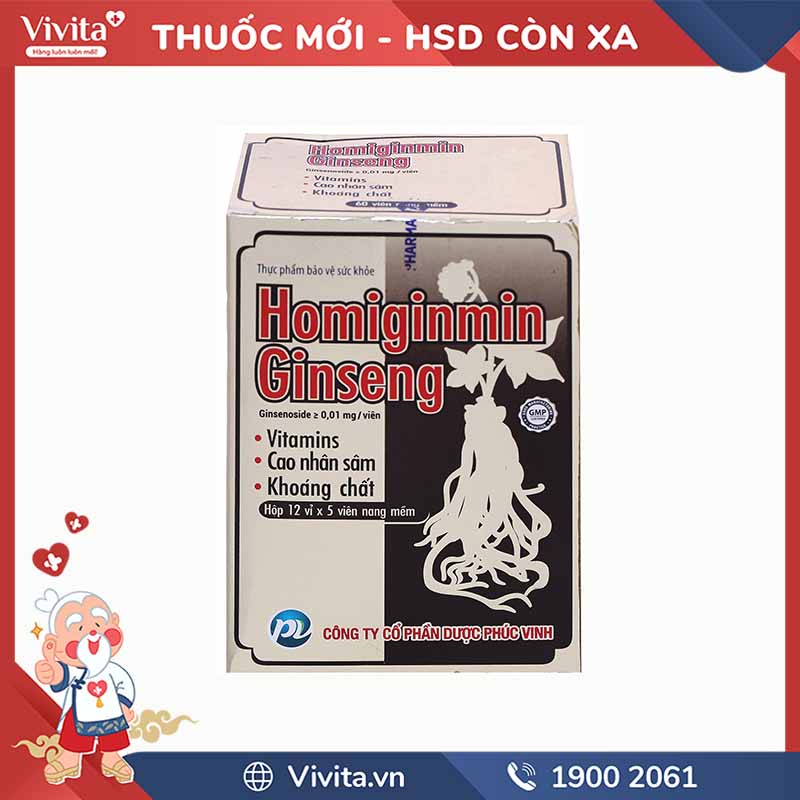 Thuốc bồi bổ sức khỏe Homiginmin Ginseng PV | Hộp 60 viên
