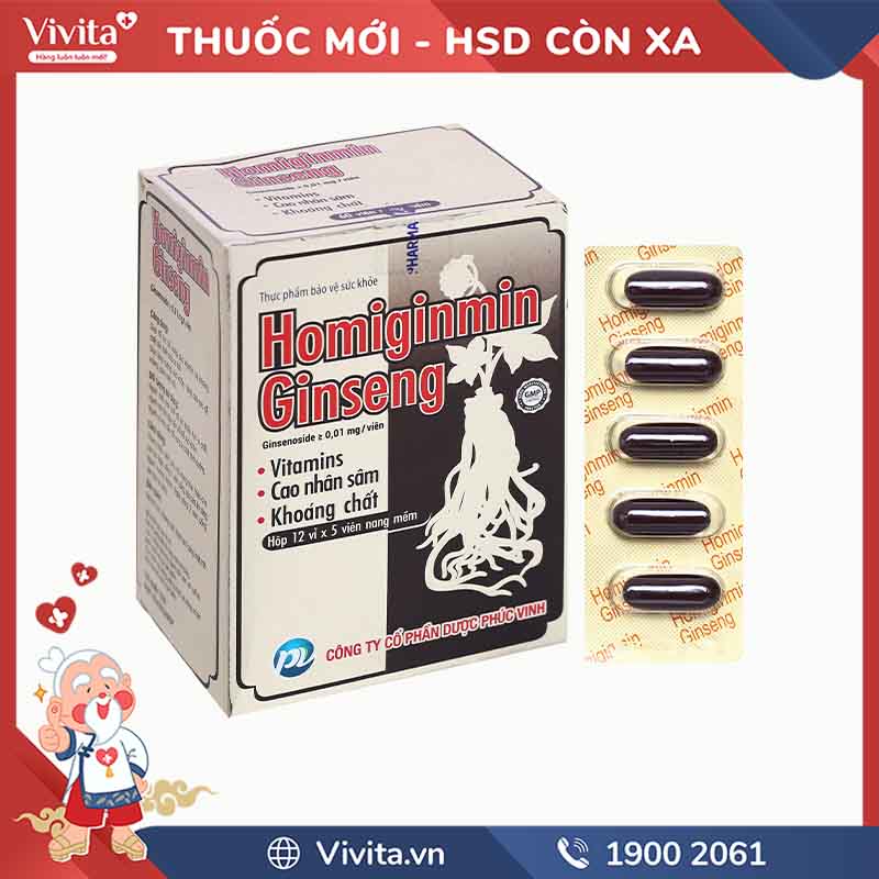 Thuốc bồi bổ sức khỏe Homiginmin Ginseng PV | Hộp 60 viên