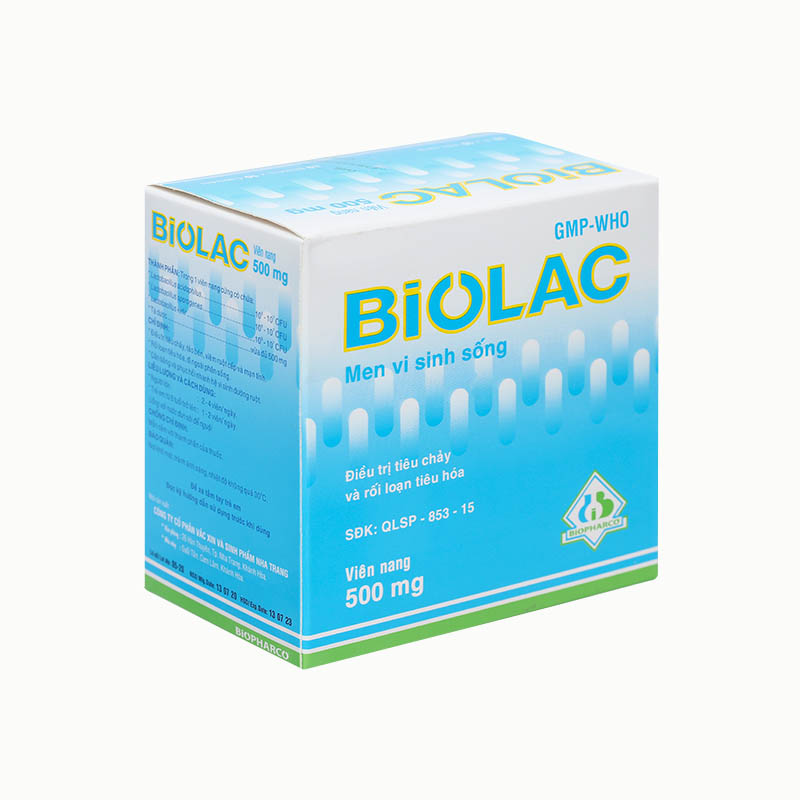 Thuốc bổ sung vi sinh, hỗ trợ trị rối loạn tiêu hóa Biolac 500mg | Hộp 100 viên