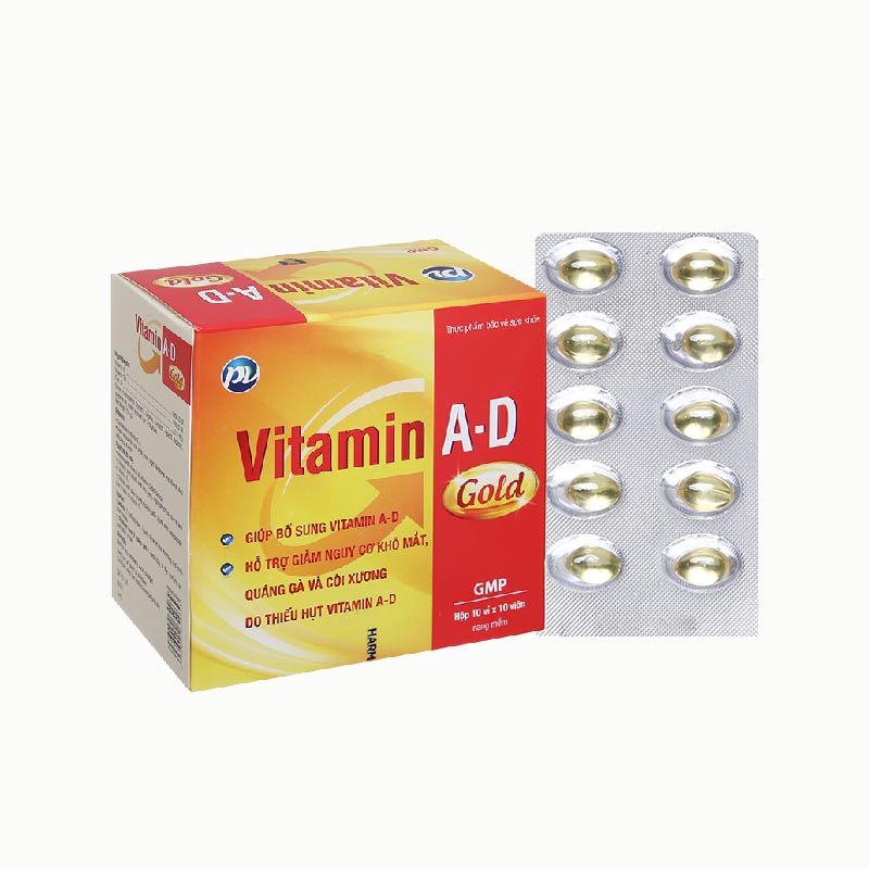 Thuốc giảm khô mắt Vitamin A-D Gold PV | Hộp 100 viên