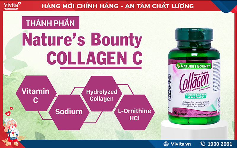 thành phần nature's bounty hydrolyzed collagen with vitamin c