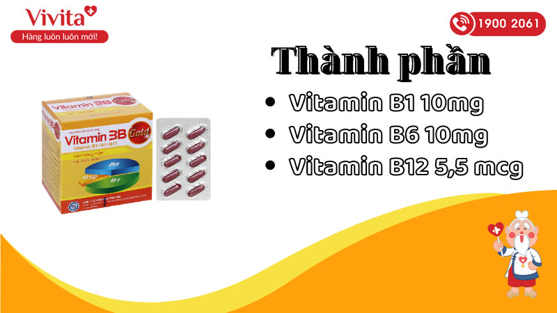 Thành phần thuốc hỗ trợ tăng đề kháng Vitamin 3B Gold PV