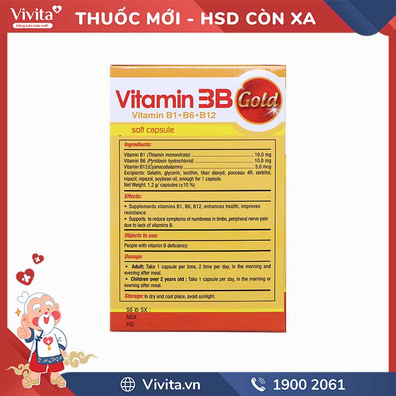 Thuốc hỗ trợ tăng đề kháng Vitamin 3B Gold PV | Hộp 100 viên