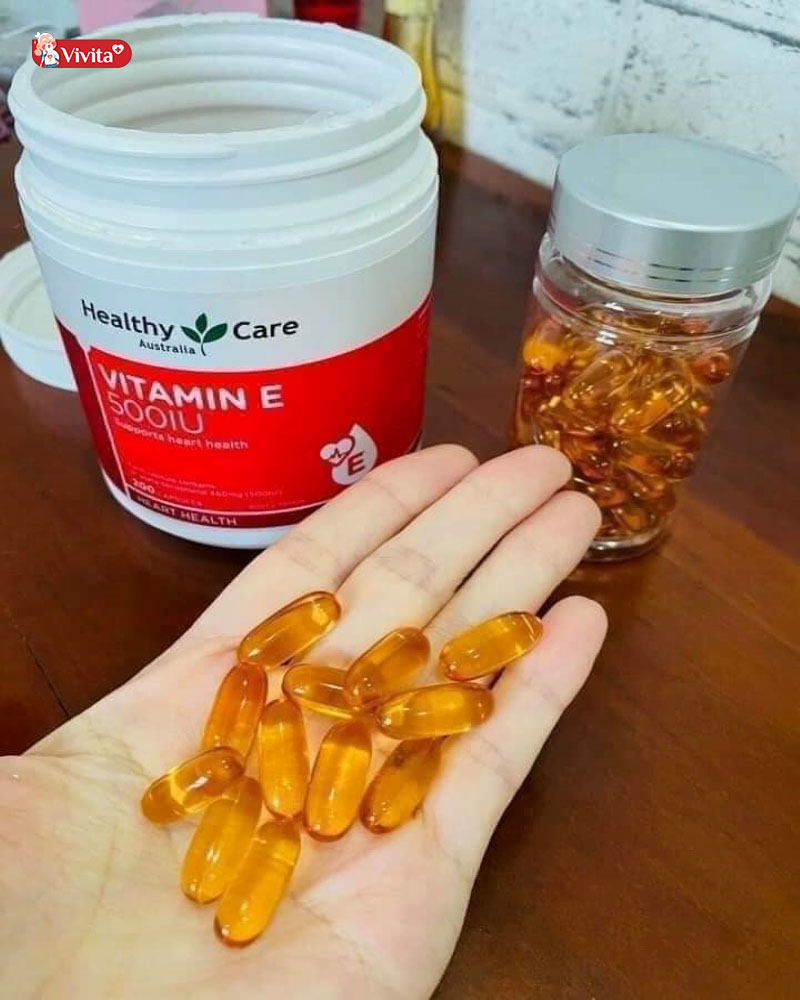 vitamin E 500 UI Healthy Care tốt cho da mặt 01