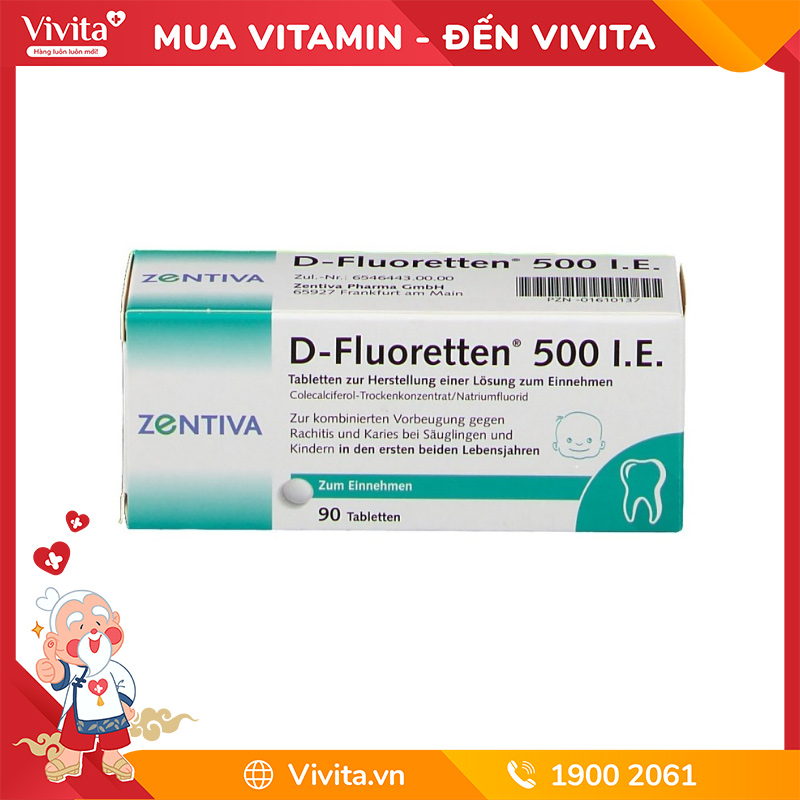 Vitamin D Fluoretten 500 IE Của Đức Hỗ Trợ Hệ Xương Và Phát Triển Chiều Cao Ở Trẻ (Hộp 90 Viên)