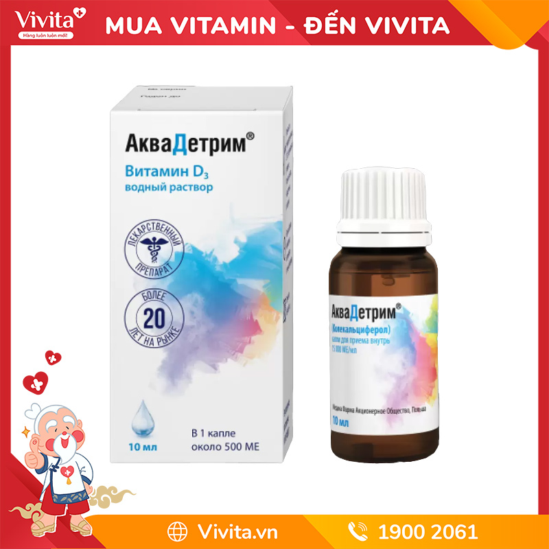 Dung Dịch Vitamin D3 Aquadetrim Nga Hỗ Trợ Hệ Xương Khớp Chắc Khỏe (Lọ 10ml)